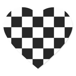 Checkered Black and White Heart Sticker