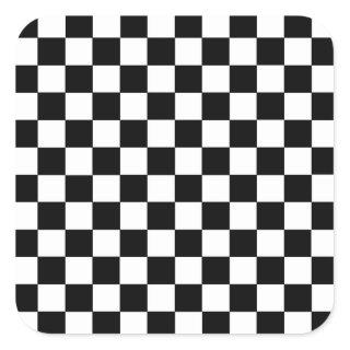 Checkered Black and White Square Sticker