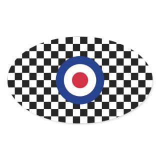 Checkered Black Racing Target Mod Oval Sticker