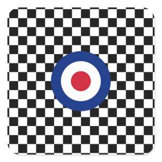 Checkered Black Racing Target Mod Square Sticker