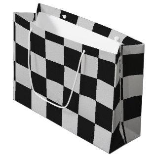 Checkered Black & White Squares or CUSTOM COLOR Large Gift Bag