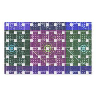 Checkered Blue and Purple Art Print Rectangular Sticker