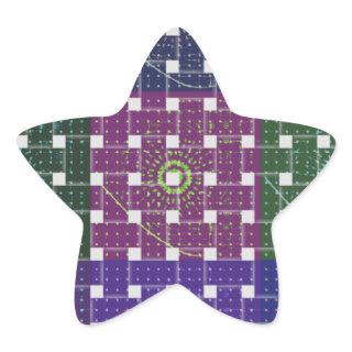 Checkered Blue and Purple Art Print Star Sticker