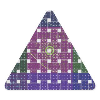 Checkered Blue and Purple Art Print Triangle Sticker