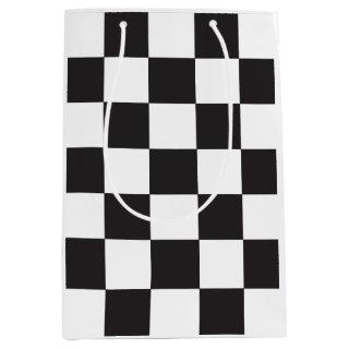 Checkered Board Pattern Black and White Abstract Medium Gift Bag