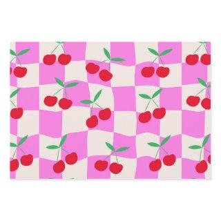 Checkered Cherries on Pink Warped Checkerboards   Sheets