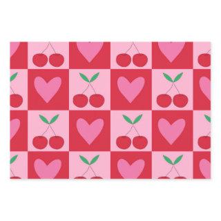 Checkered Cherries with Pink Hearts Pattern  Sheets