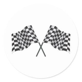checkered cross flags classic round sticker