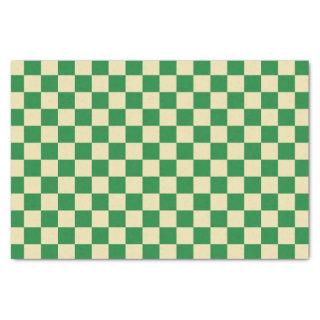 Checkered Dark Green and Beige Tissue Paper