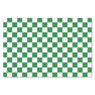 Checkered Dark Green and White Tissue Paper