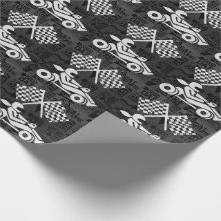 Checkered Flag and Racing Theme Black and White
