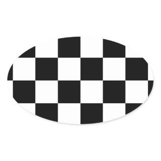 Checkered Flag Racing Chess Checkers Chessboard Oval Sticker