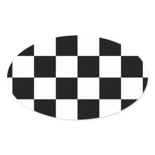 Checkered Flag Racing Chess Checkers Chessboard Oval Sticker