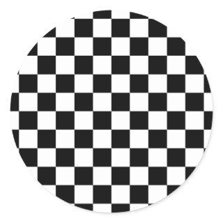 Checkered Flag Racing Design Chess Checkers Board Classic Round Sticker