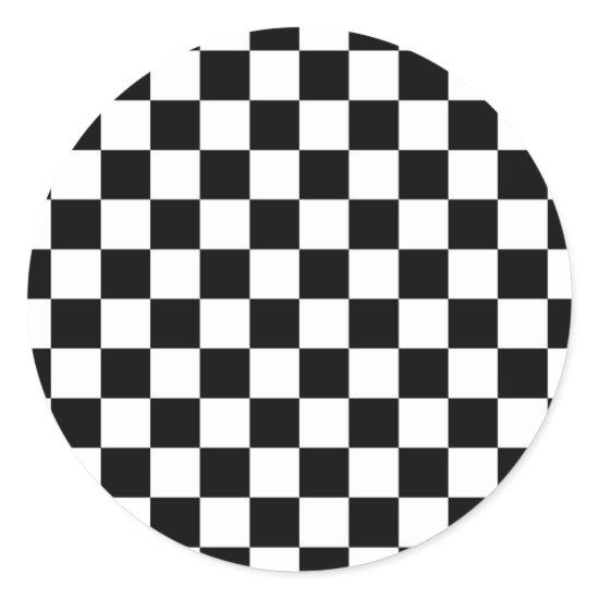 Checkered Flag Racing Design Chess Checkers Board Classic Round Sticker