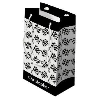 Checkered Flags Racing Personalized Small Gift Bag