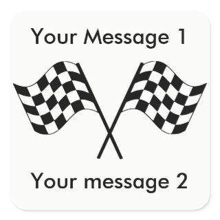 Checkered Flags Racing Personalized Square Sticker