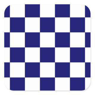 Checkered Navy and White Square Sticker