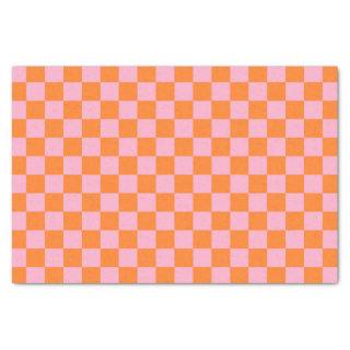 Checkered Orange and Pink Tissue Paper