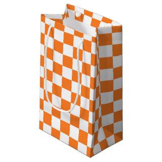 Checkered Orange and White Small Gift Bag