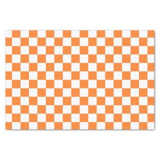 Checkered Orange and White Tissue Paper