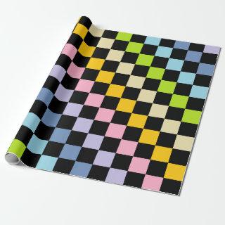 Checkered Pastel Rainbow Black