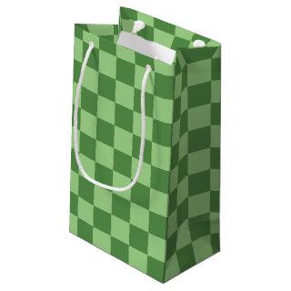 Checkered pastel sage green squares pattern small gift bag