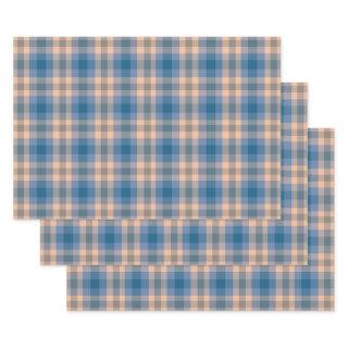 Checkered Plaid Beige Blue Gray And Peach  Sheets