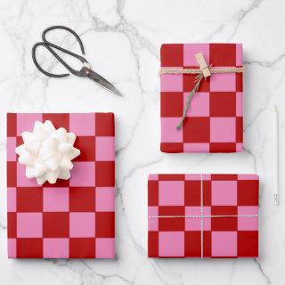 Checkered Red and Hot Pink   Sheets