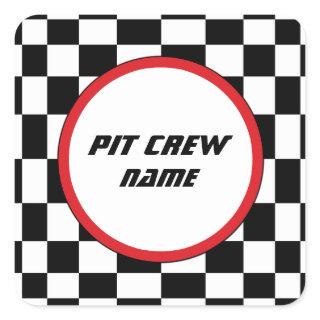 Checkered Square Party Guest Name Stickers