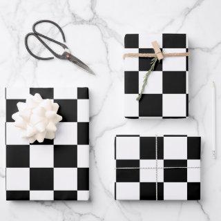 Checkered squares black and white geometric retro  sheets