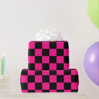 Checkered squares hot pink black geometric retro