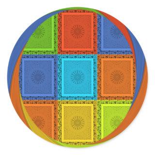 Checkered Whirl Art Print Classic Round Sticker
