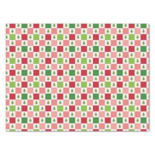 Checkers Christmas Tree Pattern - Red, Pink, Green Tissue Paper