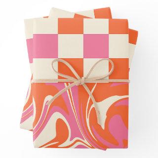 Checks and Swirls - Pink, Orange and Cream  Sheets