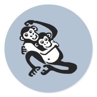 Cheeky BONOBO-Chimpanzee -Wildlife - Ecology- blue Classic Round Sticker