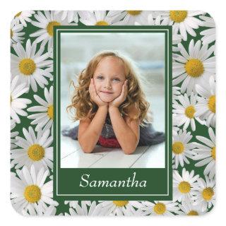 Cheerful Bright Daisy Custom Photo – Square Sticker