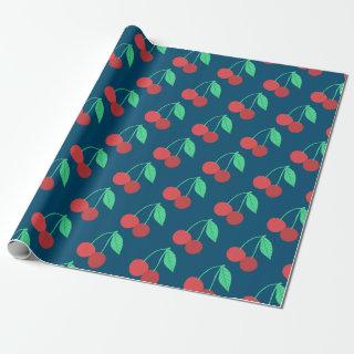 Cheerful Cherries Fruity Fun Pattern Red Blue