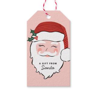 Cheerful Santa Face | Pink and Red | From Santa Gi Gift Tags
