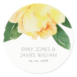 CHEERFUL YELLOW WATERCOLOR FLORAL ENVELOPE SEAL