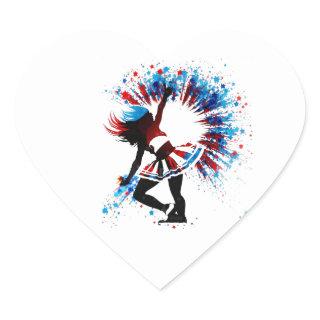 Cheerleader Heart Sticker with Patriotic Design