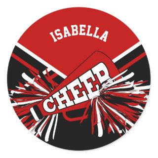 📣 Cheerleader - Red, Black and White Classic Round Sticker