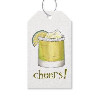 Cheers! Celebration Margarita Cocktail Lime Green Gift Tags
