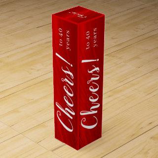 Cheers to 40 Years 40th  Ruby Anniversary  Red Wine Box