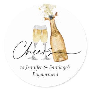 Cheers to Couples Engagement Party Classic Round Sticker