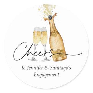Cheers to Couples Engagement Party Classic Round Sticker