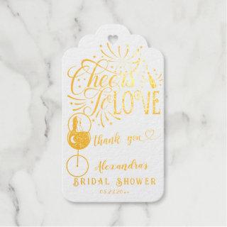 Cheers To Love Wine Tasting Elegant Bridal Shower Foil Gift Tags