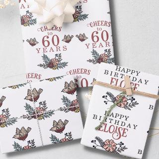Cheers to the Years Bird and Flowers Birthday  Sheets