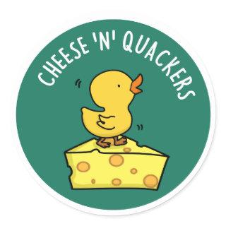 Cheese And Quackers Funny Duck Pun  Classic Round Sticker