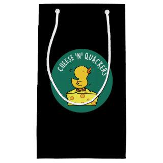 Cheese And Quackers Funny Duck Pun Dark BG Small Gift Bag